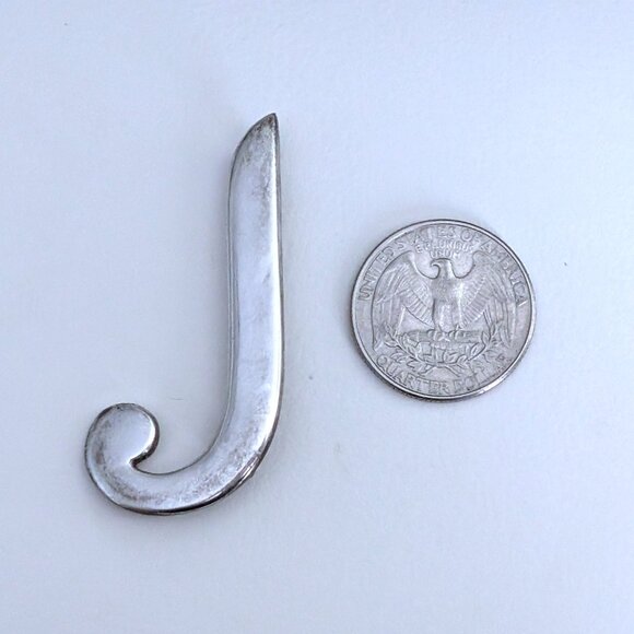 Vintage Designer Meryl Waitz Sterling Silver 925 J "J" Letter Initial Brooch Pin - Picture 4 of 8